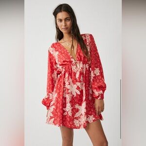 Free People Red Soli Floral Print Dress